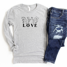Load image into Gallery viewer, Valentine Collection: Love with flowers Unisex Long Sleeve T-Shirt