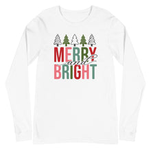 Load image into Gallery viewer, Christmas collection: Merry & Bright with trees Long Sleeve T-shirt