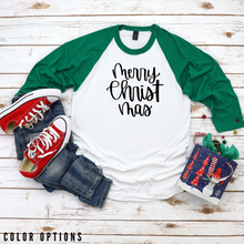 Load image into Gallery viewer, Christmas collection: Merry Christmas 3/4 sleeve raglan shirt