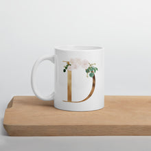 Load image into Gallery viewer, Gold letter mug with one design choice per letter