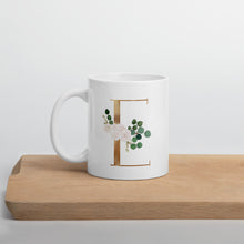 Load image into Gallery viewer, Gold letter mug with one design choice per letter