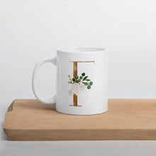 Load image into Gallery viewer, Gold letter mug with one design choice per letter