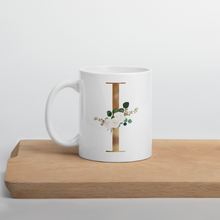 Load image into Gallery viewer, Gold letter mug with one design choice per letter