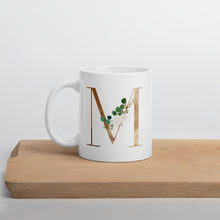 Load image into Gallery viewer, Gold letter mug with one design choice per letter