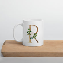 Load image into Gallery viewer, Gold letter mug with one design choice per letter