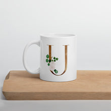Load image into Gallery viewer, Gold letter mug with one design choice per letter