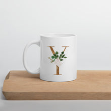 Load image into Gallery viewer, Gold letter mug with one design choice per letter