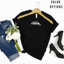 Load image into Gallery viewer, Easter Collection: He is Risen in white font Unisex short sleeve t-shirt