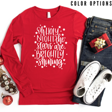 Load image into Gallery viewer, Christmas collection: Oh Holy Night, the Stars are Brightly Shining Unisex Long Sleeve T-shirt
