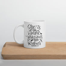 Load image into Gallery viewer, She is more precious than rubies mug with one design choice