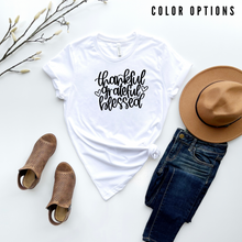 Load image into Gallery viewer, Fall collection: thankful grateful blessed Unisex short sleeve t-shirt