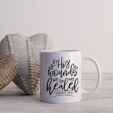 Load image into Gallery viewer, By his wounds we are healed mug with one design choice
