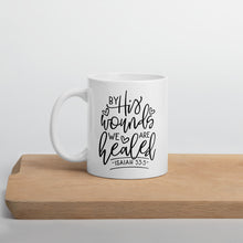 Load image into Gallery viewer, By his wounds we are healed mug with one design choice