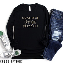 Load image into Gallery viewer, Fall collection: Grateful thankful Blessed Unisex Long Sleeve T-shirt