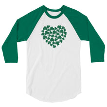 Load image into Gallery viewer, St. Patrick's Day Collection: Shamrock heart 3/4 sleeve raglan shirt