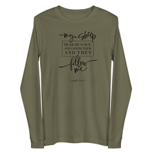 Load image into Gallery viewer, My sheep hear my voice Unisex Long Sleeve T-shirt