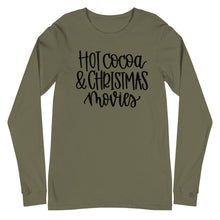 Load image into Gallery viewer, Christmas collection: Hot Cocoa & Christmas movies Unisex Long Sleeve T-shirt