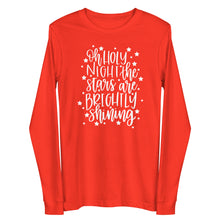 Load image into Gallery viewer, Christmas collection: Oh Holy Night, the Stars are Brightly Shining Unisex Long Sleeve T-shirt