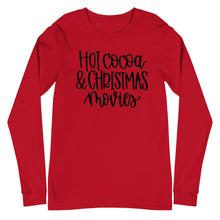 Load image into Gallery viewer, Christmas collection: Hot Cocoa & Christmas movies Unisex Long Sleeve T-shirt
