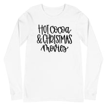 Load image into Gallery viewer, Christmas collection: Hot Cocoa & Christmas movies Unisex Long Sleeve T-shirt