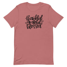 Load image into Gallery viewer, Fall collection: thankful grateful blessed Unisex short sleeve t-shirt