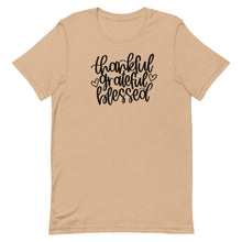 Load image into Gallery viewer, Fall collection: thankful grateful blessed Unisex short sleeve t-shirt