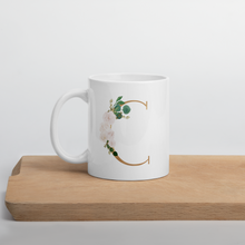 Load image into Gallery viewer, Gold letter mug with one design choice per letter