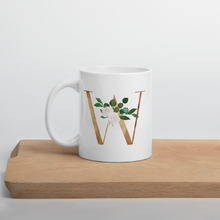 Load image into Gallery viewer, Gold letter mug with one design choice per letter