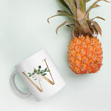 Load image into Gallery viewer, Gold letter mug - W with one design choice