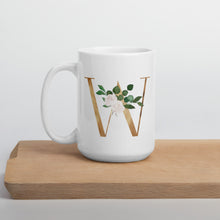 Load image into Gallery viewer, Gold letter mug - W with one design choice