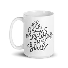 Load image into Gallery viewer, He restores my soul mug with one design choice