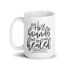 Load image into Gallery viewer, By his wounds we are healed mug with one design choice