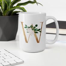 Load image into Gallery viewer, Gold letter mug - W with one design choice