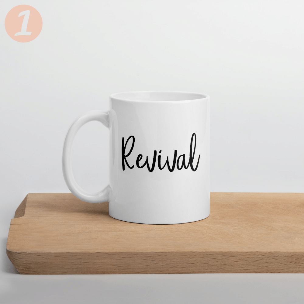 Revival mug with font choices