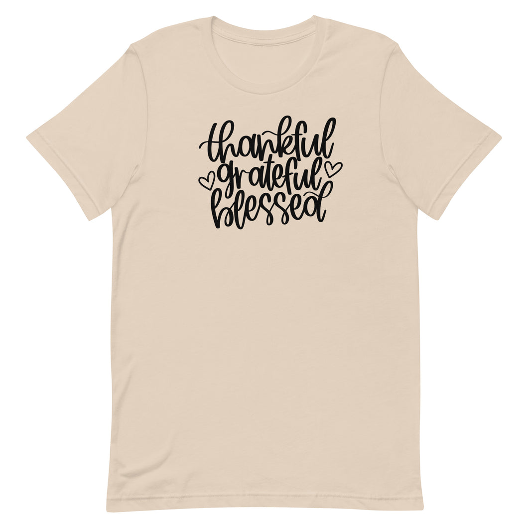 Fall collection: thankful grateful blessed Unisex short sleeve t-shirt